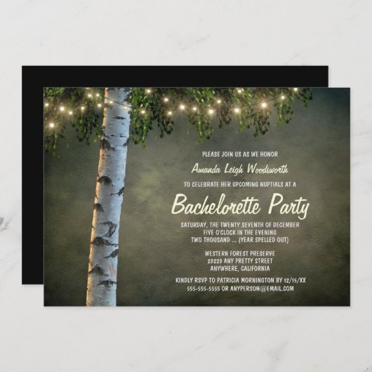 Invitations Rustic Birch Tree (Devant / Derrière)