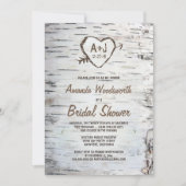 Invitations Rustic Birch Tree Bark Bridal Douche (Devant)