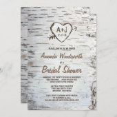 Invitations Rustic Birch Tree Bark Bridal Douche (Devant / Derrière)