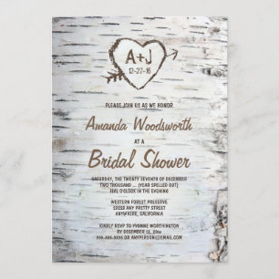 Invitations Rustic Birch Tree Bark Bridal Douche