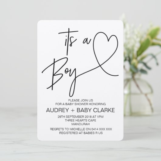 Invitations Rustic Boy Baby Shower (Debout devant)