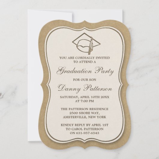 Invitations Rustic Kraft Graduation Party (Devant)