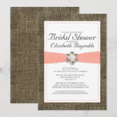 Invitations Rustic Lace et Pearl Bridal Showeuse (Devant / Derrière)