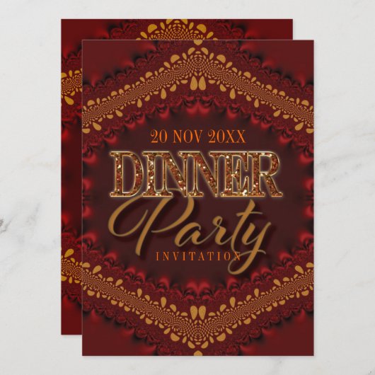 Invitations Rustic Parties scintillant Dinner Part (Devant / Derrière)