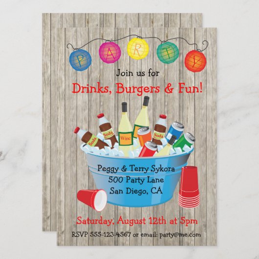 Invitations Rustic Party (Devant / Derrière)