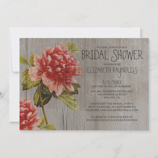 Invitations Rustic Peony (Devant)