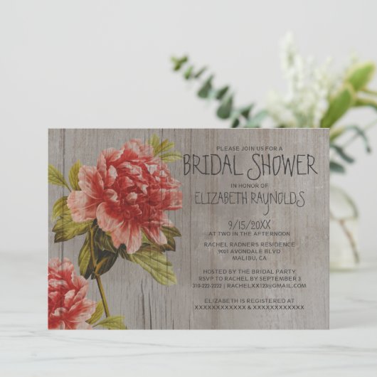 Invitations Rustic Peony (Debout devant)