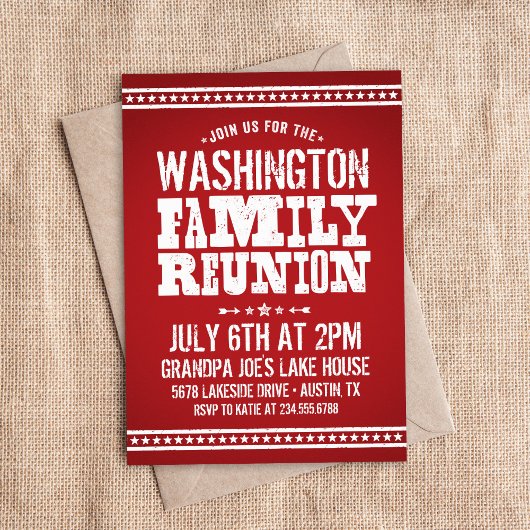 Invitations Rustic Red Family Reunion