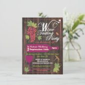 Invitations Rustic Wood Wine Tasting Party (Debout devant)