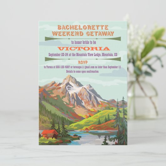 Invitations Rustique Bachelorette Mountain Getaway (Debout devant)