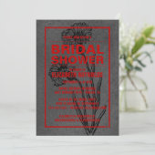 Invitations Rustique Black & Red Bridal Showback (Debout devant)