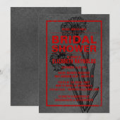 Invitations Rustique Black & Red Bridal Showback (Devant / Derrière)