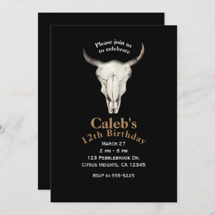 Invitations Rustique Boho Bohemian Cow Bull Party