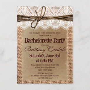 Invitations Rustique Burlap Bachelorette Party