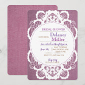 Invitations Rustique Burlap et dentelle de douche (Devant / Derrière)