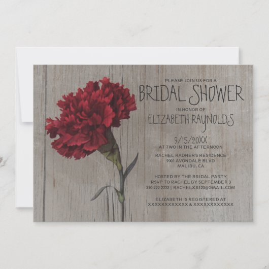 Invitations Rustique Carnation Bridal (Devant)