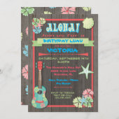 Invitations Rustique Luau Tropical Beach (Devant / Derrière)