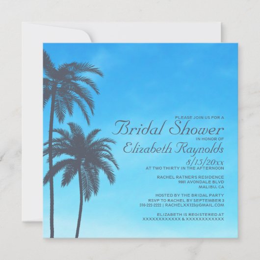 Invitations Rustique Palm Tree Bridal Show (Devant)