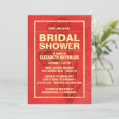 Invitations Rustique Red & Gold de douche nuptiale (Debout devant)