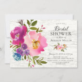 Invitations Rustique Rose Floral Douche nuptiale (Devant)