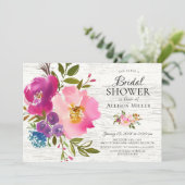 Invitations Rustique Rose Floral Douche nuptiale (Debout devant)
