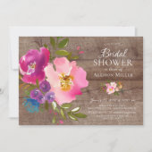 Invitations Rustique Rose Floral Douche nuptiale (Devant)