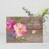 Invitations Rustique Rose Floral Douche nuptiale (Debout devant)