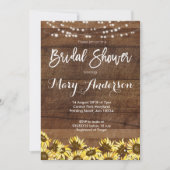 Invitations Rustique Sunflower Wood Bridal Douche (Devant)