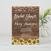 Invitations Rustique Sunflower Wood Bridal Douche (Debout devant)