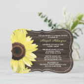Invitations Rustique Sunflower Wood Bridal Douche (Debout devant)