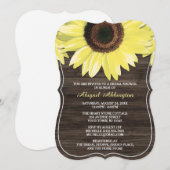 Invitations Rustique Sunflower Wood Bridal Douche (Devant / Derrière)