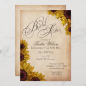 Invitations Rustique Sunflowers Bridal Show (Devant / Derrière)