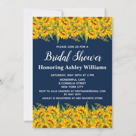 Invitations Rustique Tournesol Bridal Douche Flora (Devant)