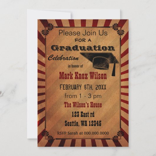 Invitations Rustique Vintage Graduation Party (Devant)