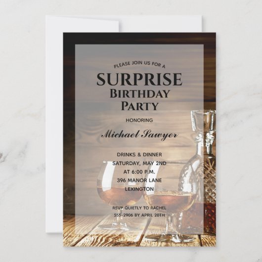 Invitations Rustique Whiskey Anniversaire (Devant)