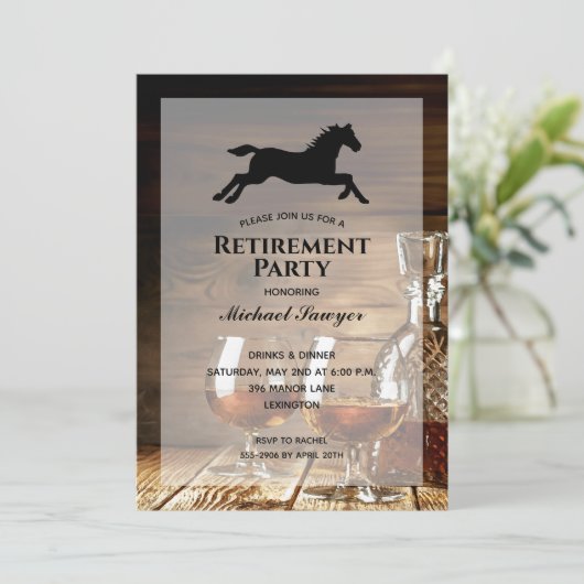 Invitations Rustique Whiskey Retirement Party (Debout devant)