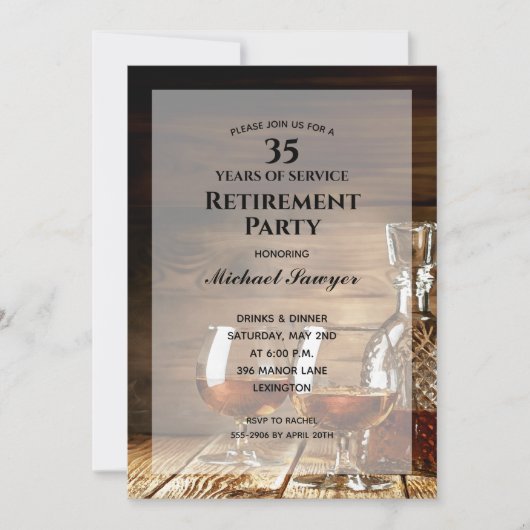 Invitations Rustique Whiskey Retirement Party (Devant)