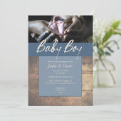 Invitations rustiques à la douche bébé garçon bébé (Debout devant)