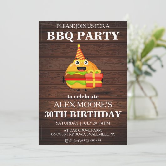 Invitations rustiques au barbecue de 30e anniversa (Debout devant)
