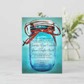 Invitations rustiques bleues de mariage campagnard (Debout devant)