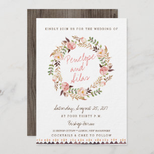 Invitations Rustiques Boho Floral Wedding