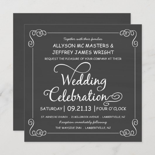 Invitations rustiques de célébration de mariage de (Devant / Derrière)