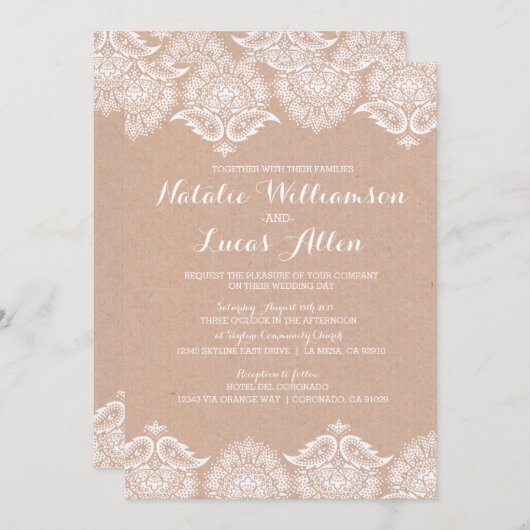 Invitations rustiques de faire-part de mariage de (Devant / Derrière)