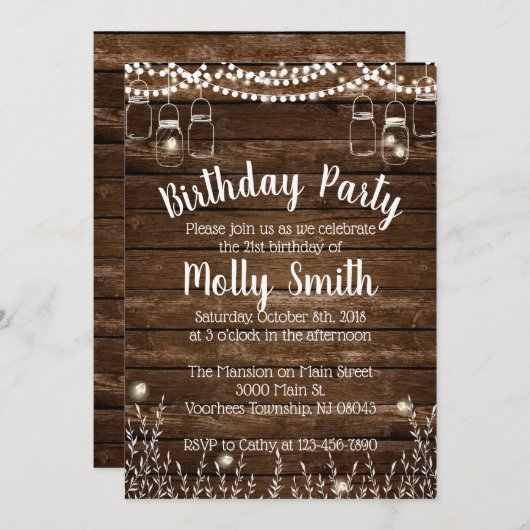 Invitations rustiques de fête d'anniversaire - BBQ (Devant / Derrière)