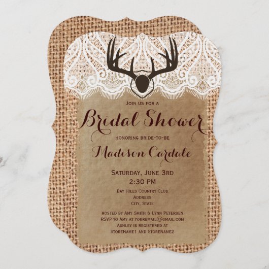 Invitations rustiques de Fête de la mariée (Devant / Derrière)