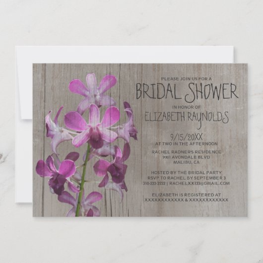 Invitations rustiques de Fête de la mariée (Devant)