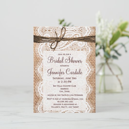 Invitations rustiques de Fête de la mariée de (Debout devant)