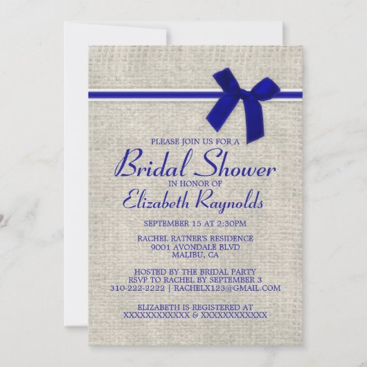 Invitations rustiques de Fête de la mariée de (Devant)