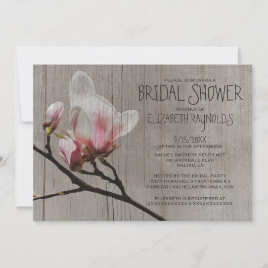 Invitations rustiques de Fête de la mariée de (Devant)