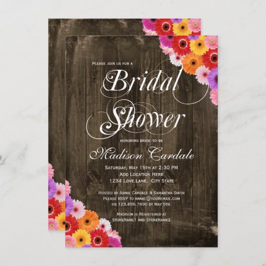 Invitations rustiques de Fête de la mariée de (Devant / Derrière)